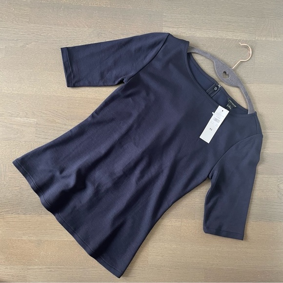 Ann Taylor Boat Neck Short sleeve Hip Length top Size XS in Black - Picture 6 of 10